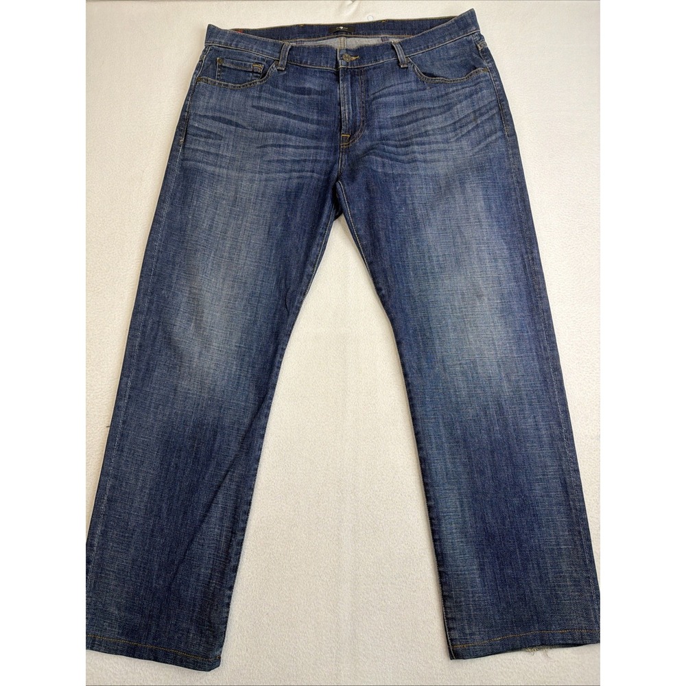 7 For All Mankind Jeans Mens 38x30 Straight Blue Stretch Denim Medium Wash Denim